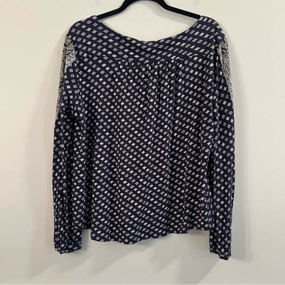 Women’s Lucky Brand blue boho patterned long sleeve blouse size large L - Picture 4 of 4